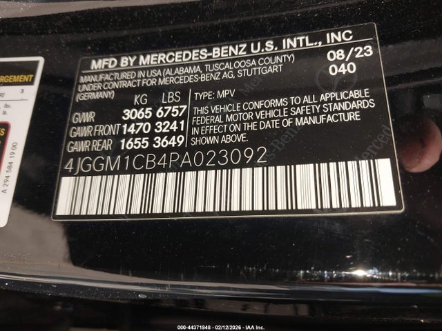 Aukcja sprzedaży 2023 Mercedes-benz Eqe 350 Suv 4matic, vin: 4JGGM1CB4PA023092, numer aukcji: 44371948