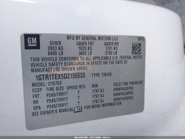 Aukcja sprzedaży 2013 Gmc Sierra 1500 Work Truck, vin: 1GTR1TEX5DZ156533, numer aukcji: 44371991