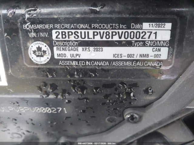 2BPSULPV8PV000271 Ski-Doo Renegade X 850