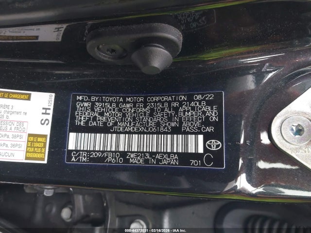 Toyota Corolla Hybrid Le 2022 JTDEAMDEXNJ061843 Image 9