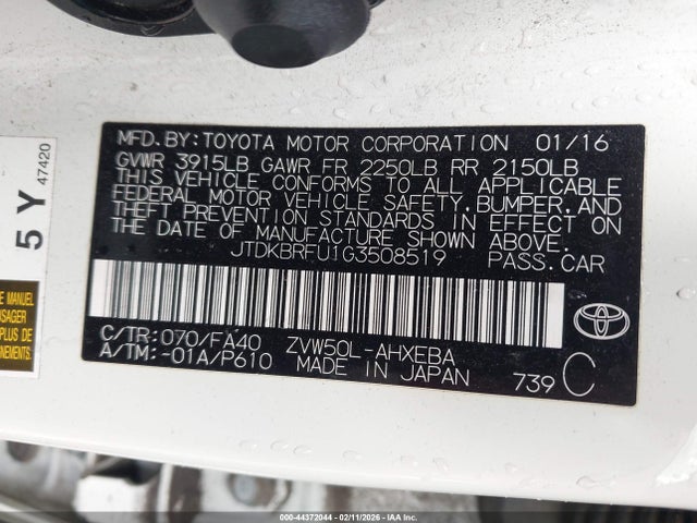 Toyota Prius Two 2016 JTDKBRFU1G3508519 Image 9