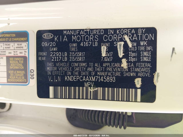 KNDEPCAAXM7145893 KIA Seltos Lx