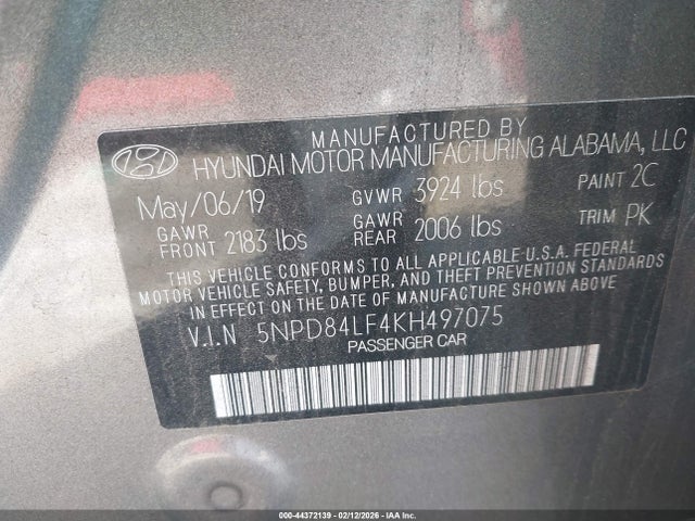 5NPD84LF4KH497075 Hyundai Elantra Value Edition