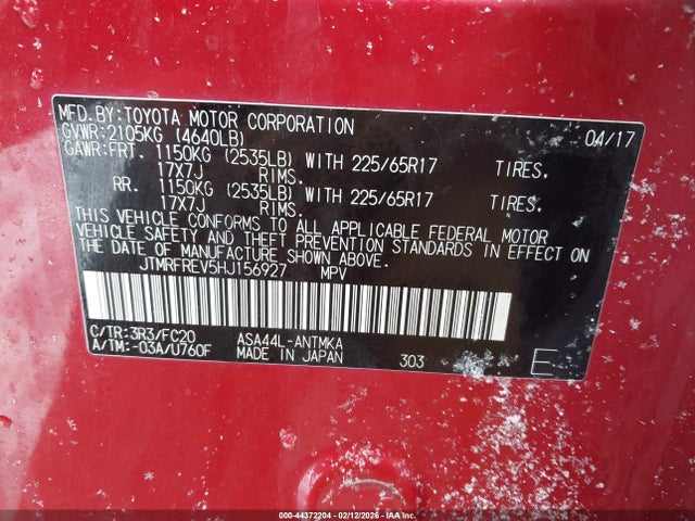 2017 TOYOTA RAV4 JTMRFREV5HJ156927 Photo 8