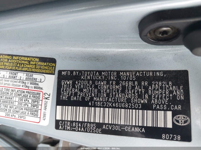 2006 TOYOTA CAMRY 4T1BE32K46U682503 Photo 8