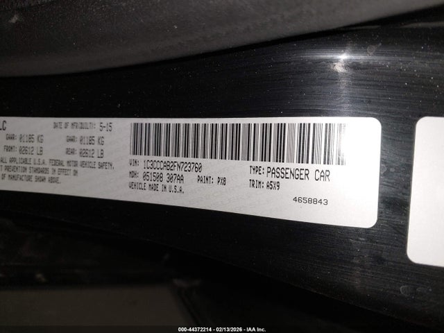 44372214 :رقم المزاد ، 1C3CCCAB2FN723760 vin ، 2015 Chrysler 200 Limited مزاد بيع