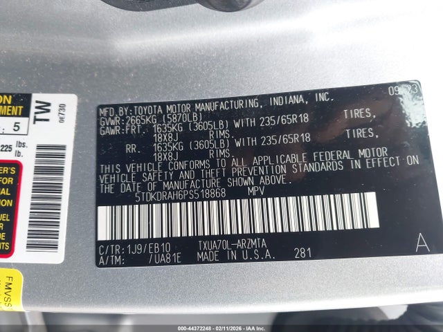 Toyota Highlander Xle 2023 5TDKDRAH6PS518868 Image 9