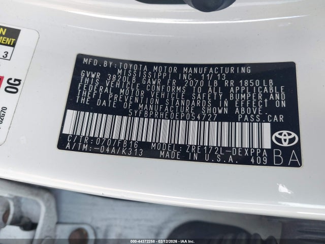 Toyota Corolla Le Eco Plus 2014 5YFBPRHE0EP054727 Image 9