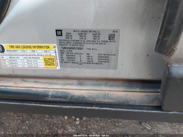 2015 CHEVROLET TRAVERSE 1GNKVGKD9FJ156597 Photo 8