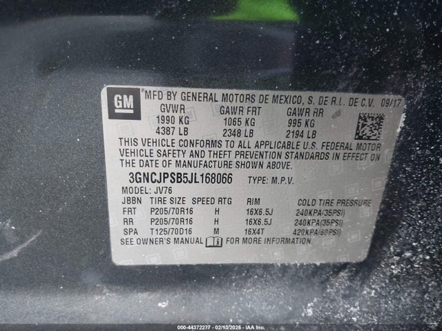 Chevrolet Trax Lt 2018 3GNCJPSB5JL168066 Image 9