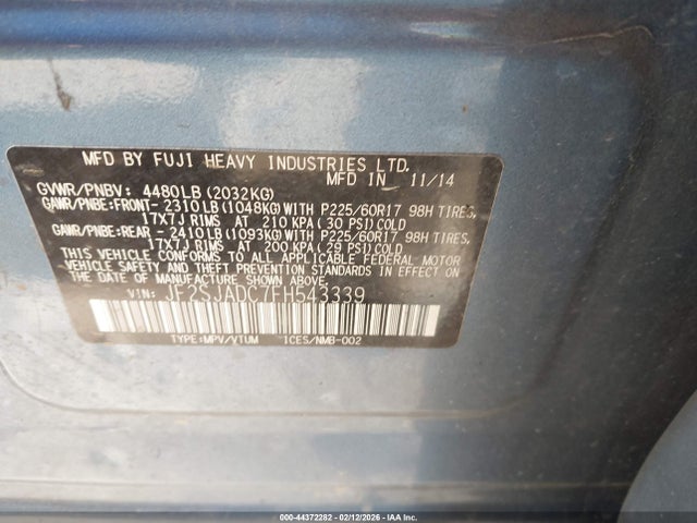Subaru Forester 2.5i Premium 2015 JF2SJADC7FH543339 Image 9