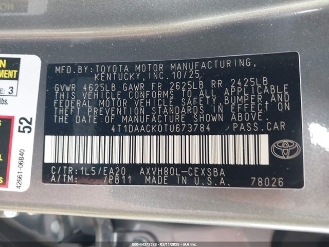 Toyota CAMRY SE 2026 4T1DAACK0TU673784 Image 9