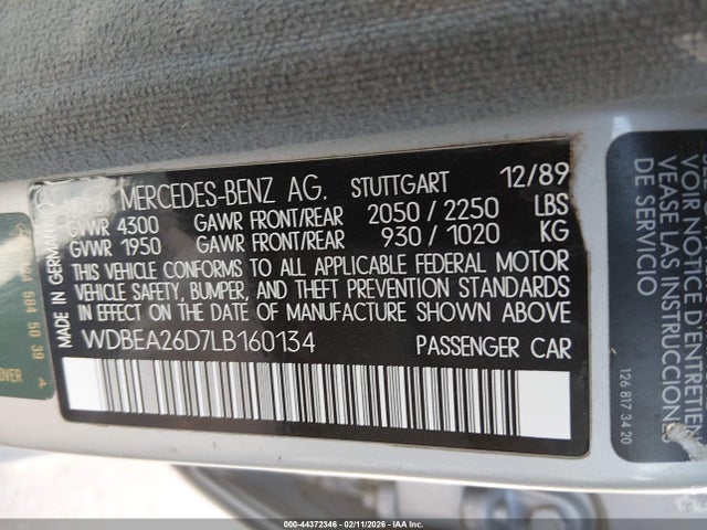 1990 MERCEDES-BENZ 300 WDBEA26D7LB160134 Photo 8