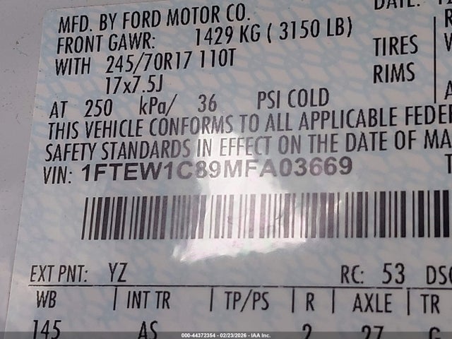 Ford F-150 Xl 2021 1FTEW1C89MFA03669 Image 9
