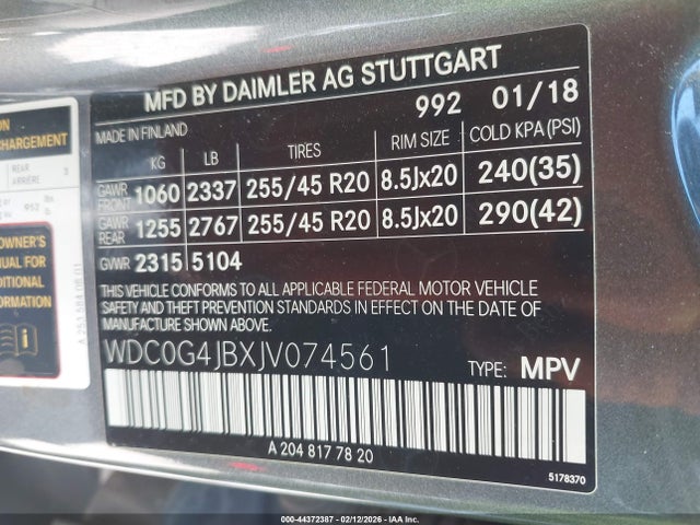 WDC0G4JBXJV074561 Mercedes-Benz GLC 300