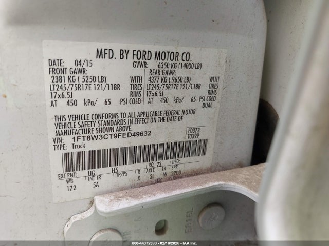 Ford F-350 Lariat 2015 1FT8W3CT9FED49632 Image 9