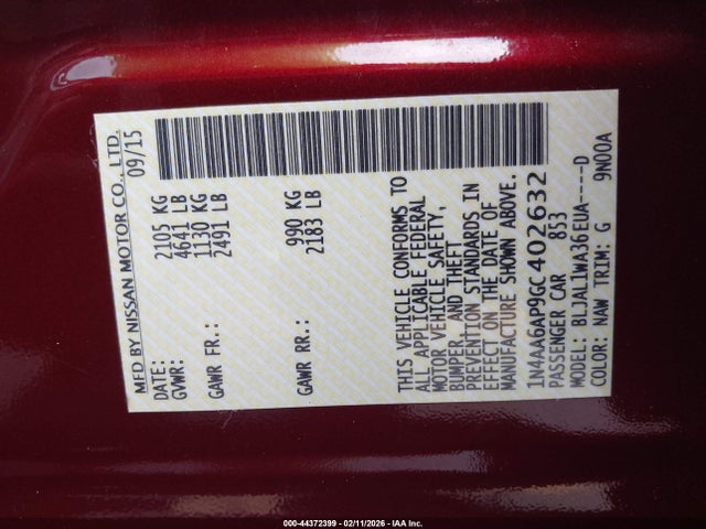 2016 NISSAN MAXIMA 1N4AA6AP9GC402632 Photo 8