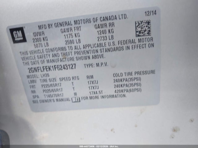 Chevrolet EQUINOX 1LT 2015 2GNFLFEK1F6243127 Image 9