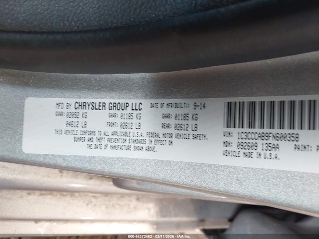 2015 Chrysler 200 Limited მანქანა იყიდება აუქციონზე, vin: 1C3CCCAB9FN600358, აუქციონის ნომერი: 44372462
