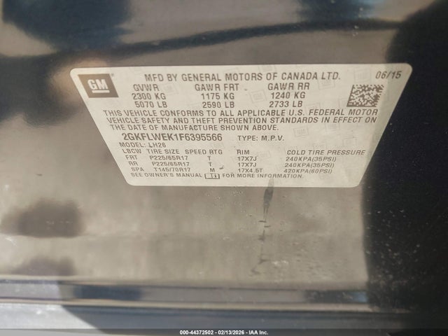2GKFLWEK1F6395566 GMC Terrain Sle-2