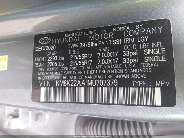 Продаж на аукціоні авто 2021 Hyundai Kona Sel, vin: KM8K22AA1MU707379, номер лоту: 44372543