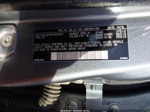 2019 VOLVO S60 7JRA22TM7KG014031 Photo 8