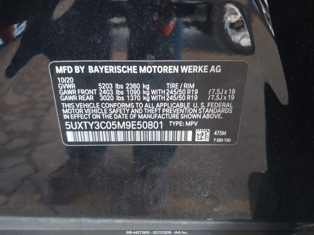 2021 Bmw X3 Sdrive30i მანქანა იყიდება აუქციონზე, vin: 5UXTY3C05M9E50801, აუქციონის ნომერი: 44372600