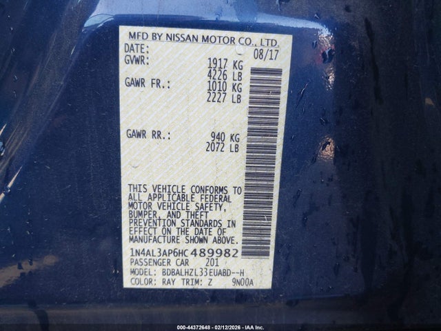 1N4AL3AP6HC489982 Nissan Altima 2.5 Sr