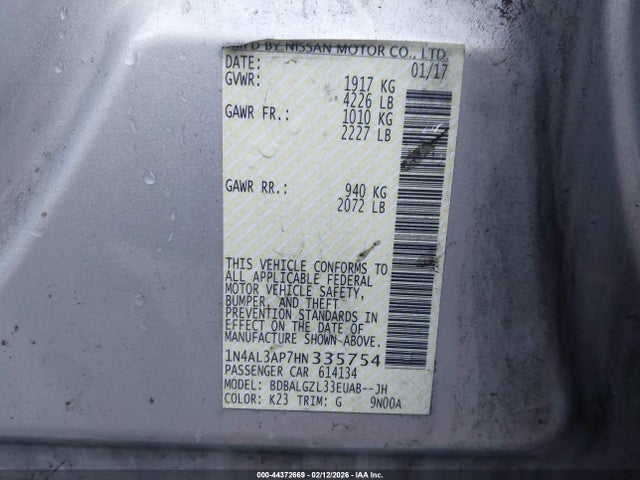 1N4AL3AP7HN335754 Nissan Altima 2.5 S