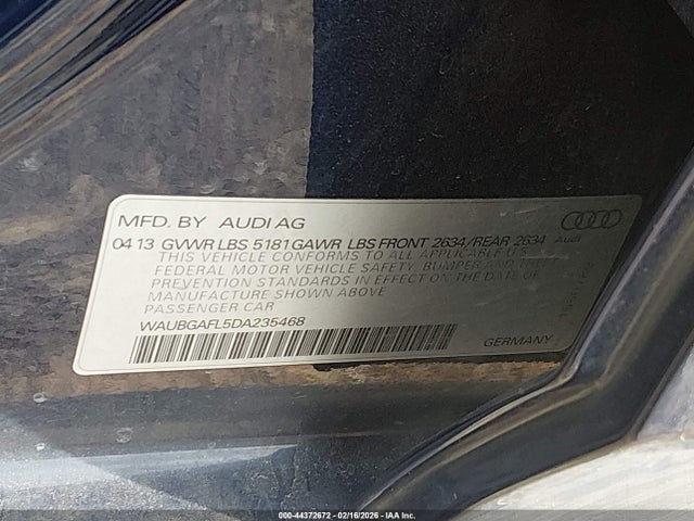 2013 AUDI S4 WAUBGAFL5DA235468 Photo 8