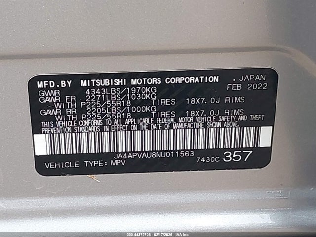 2022 MITSUBISHI OUTLANDER SPORT JA4APVAU8NU011563 Photo 8