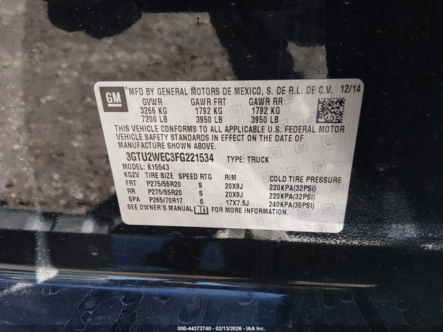 2015 GMC SIERRA 1500 3GTU2WEC3FG221534 Photo 8