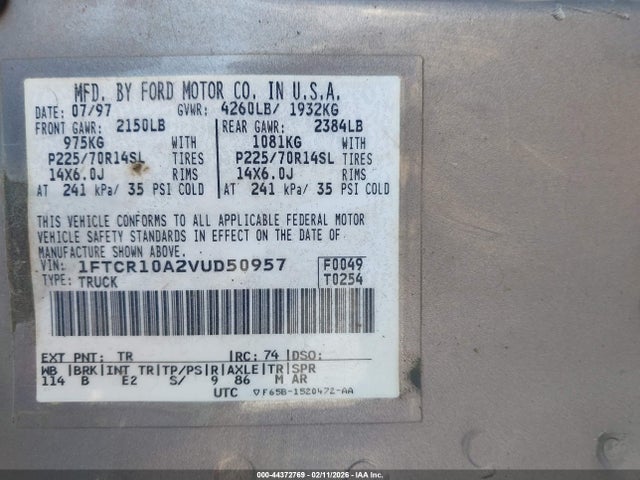 1997 FORD RANGER 1FTCR10A2VUD50957 Photo 8