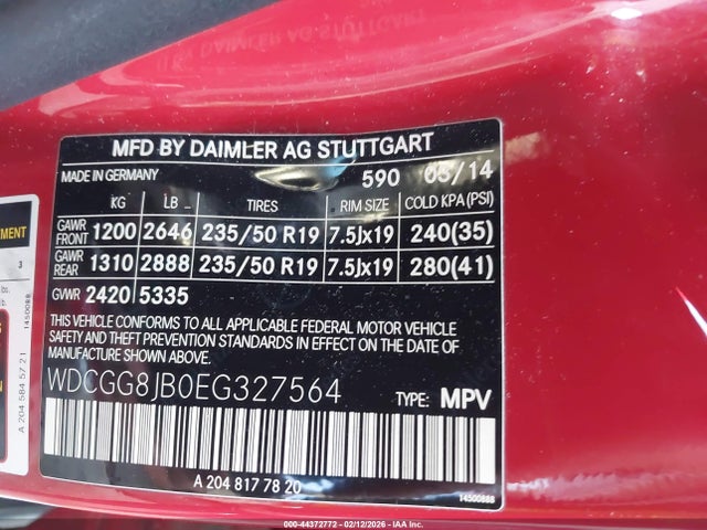 WDCGG8JB0EG327564 Mercedes-Benz Glk 350 4matic