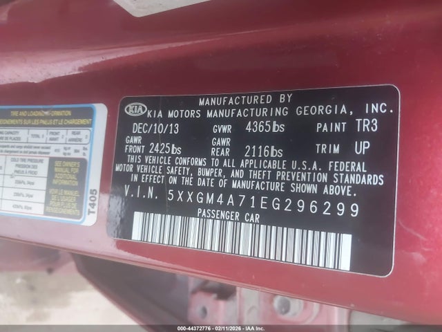 5XXGM4A71EG296299 KIA Optima Lx