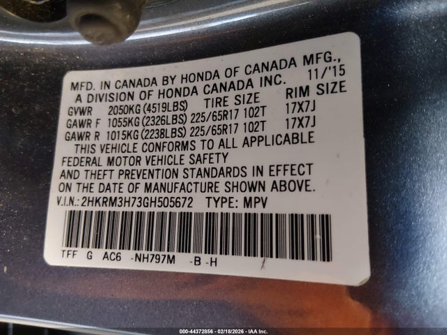 Honda Cr-v Ex-l 2016 2HKRM3H73GH505672 Image 9