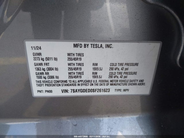 7SAYGDED0SF261623 Tesla Model Y Long Range Dual Motor Rear-wheel Drive