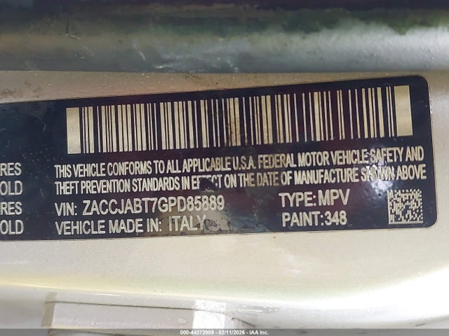 ZACCJABT7GPD85889 Jeep Renegade Latitude