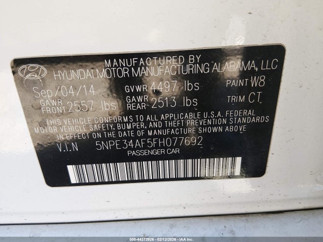 5NPE34AF5FH077692 Hyundai Sonata Sport