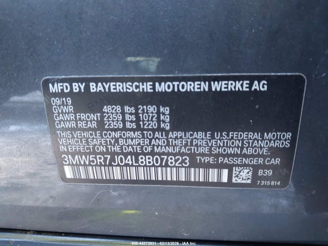 Продаж на аукціоні авто 2020 Bmw 330i Xdrive, vin: 3MW5R7J04L8B07823, номер лоту: 44372931
