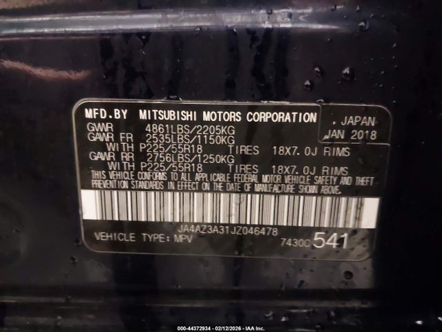 2018 MITSUBISHI OUTLANDER JA4AZ3A31JZ046478 Photo 8