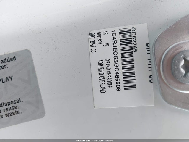 1C4RJECG3GC465598 Jeep Grand Cherokee High Altitude