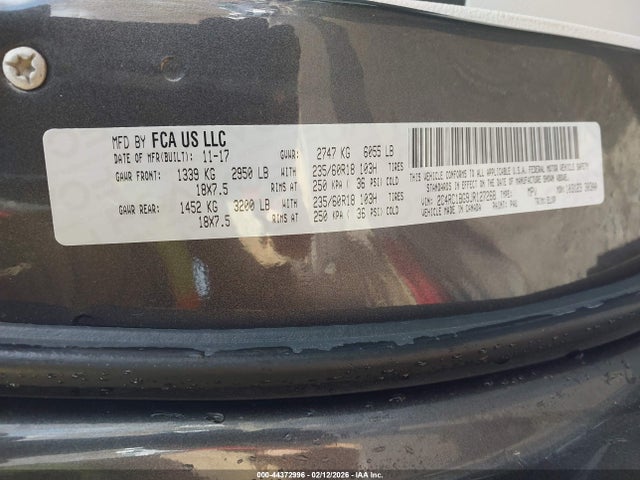 44372996 :رقم المزاد ، 2C4RC1BG9JR127268 vin ، 2018 Chrysler Pacifica Touring L مزاد بيع