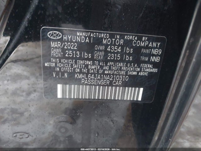 Продаж на аукціоні авто 2022 Hyundai Sonata Sel, vin: KMHL64JA1NA210310, номер лоту: 44373013