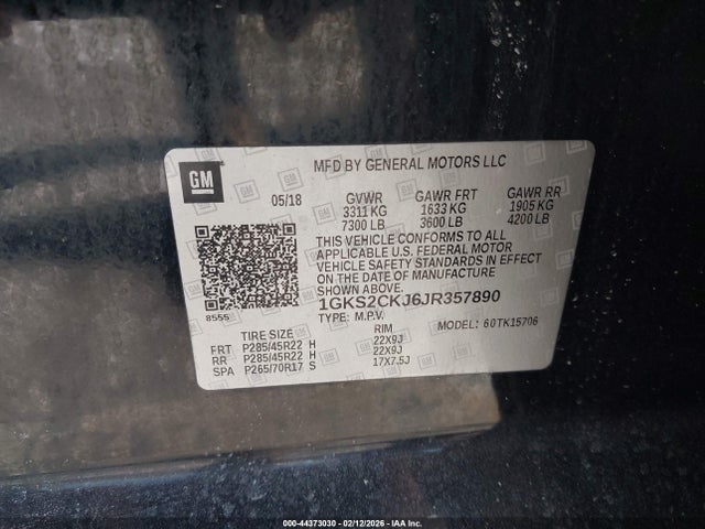 1GKS2CKJ6JR357890 GMC YUKON DENALI