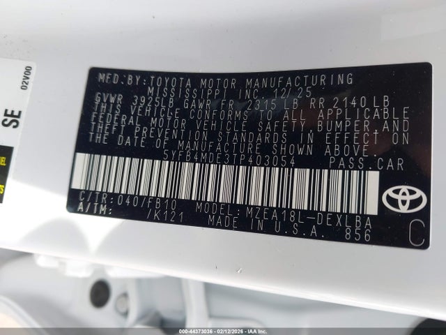 Toyota COROLLA LE 2026 5YFB4MDE3TP403054 Image 9