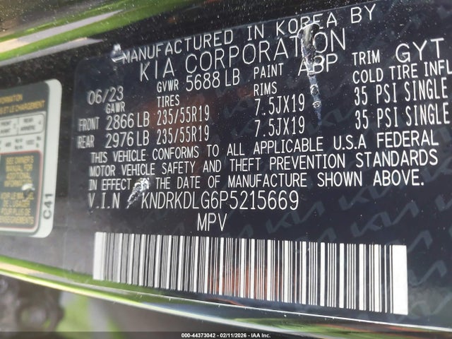 KNDRKDLG6P5215669 KIA Sorento Hybrid Sx Prestige