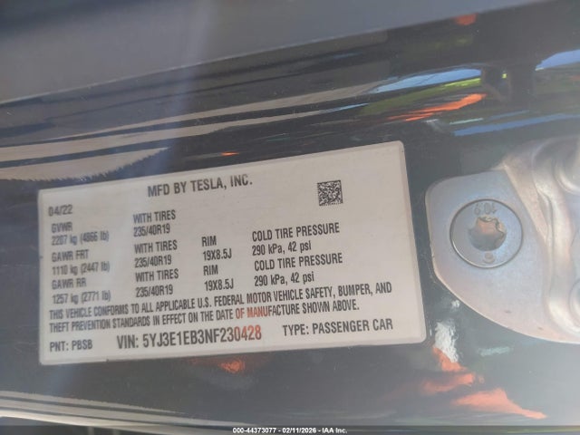 2022 TESLA MODEL 3 5YJ3E1EB3NF230428 Photo 8