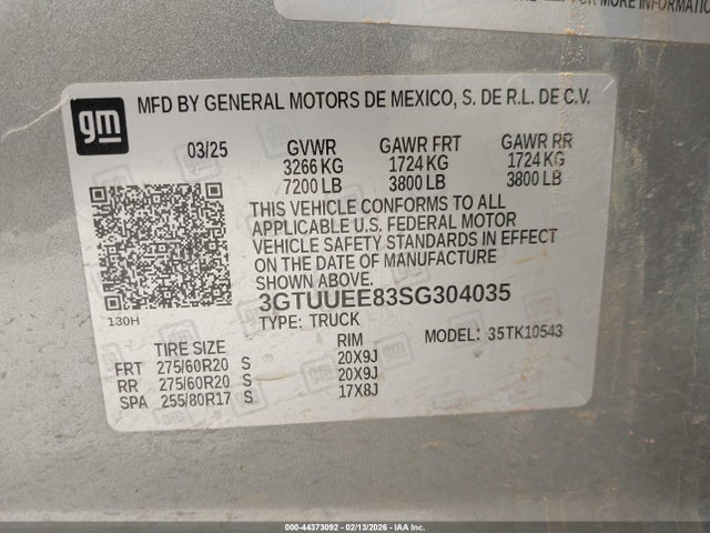 3GTUUEE83SG304035 GMC Sierra 1500 4wd Short Box At4