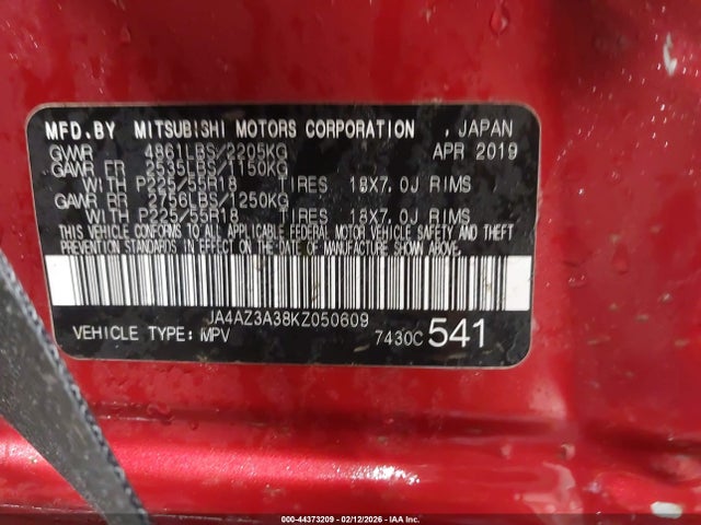 Aukcja sprzedaży 2019 Mitsubishi Outlander Se, vin: JA4AZ3A38KZ050609, numer aukcji: 44373209